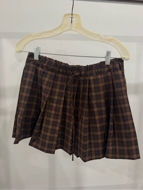 Zara Brown and Black Checkered Skirt